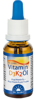 Vitamīnu D3 un K2 pilienu komplekss DR.JACOBS, 20 ml