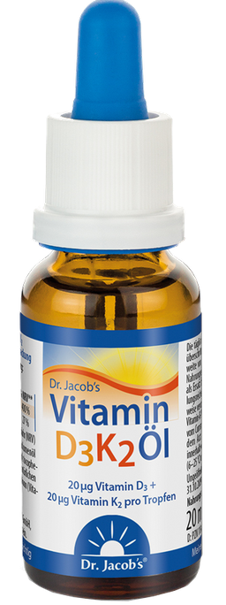 Vitamīnu D3 un K2 pilienu komplekss DR.JACOBS, 20 ml