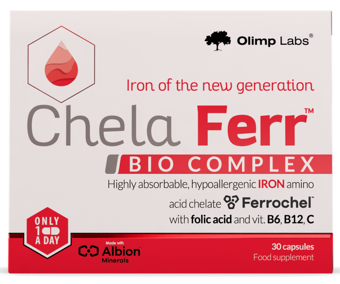 Ferrochel® dzelzs komplekss ar vitamīniem - OLIMP LABS Chela-Ferr Bioactiv, 30 kapsulas