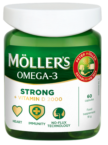 Möller's Strong+D 2000IU Zivju Eļļas kapsulas (60 gab.)