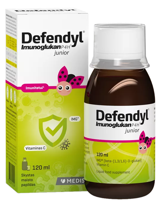 Defendyl-Imunoglukan P4H® Junior šķidrums - 120 ml bērniem un pieaugušajiem