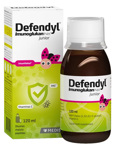 Defendyl-Imunoglukan P4H® Junior šķidrums - 120 ml bērniem un pieaugušajiem