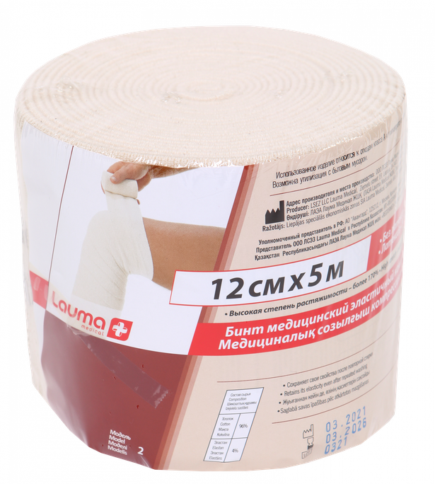 Elastīga medicīniskā saite LAUMA MEDICAL 12 cm x 5 m, 1 gab.