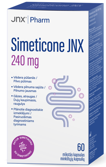 JNX PHARM Simeticone 240 mg kapsulas, 60 gab.