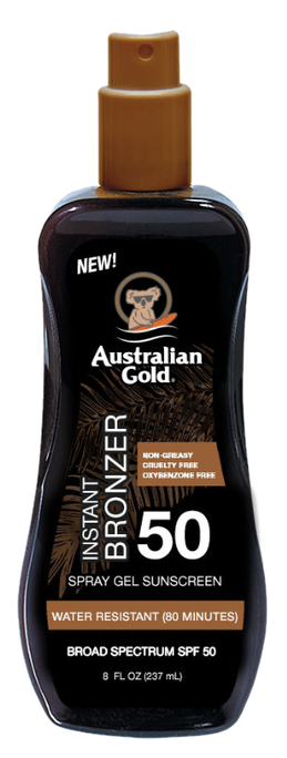 AUSTRALIAN GOLD SPF50 Bronzējoša Spray Gela Saules Aizsarglīdzeklis, 237 ml