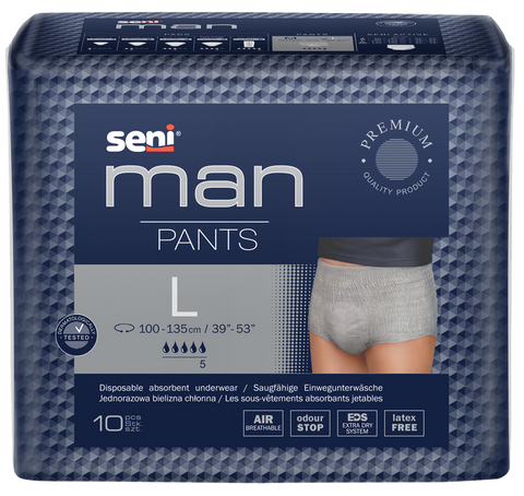 Seni Man Pants L, 10 gab. vīriešu biksītes urīna nesaturēšanai
