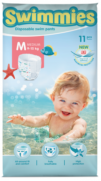 MOLTEX Swimmies M peldēšanas biksītes (9-15 kg), iepakojumā 11 gab.