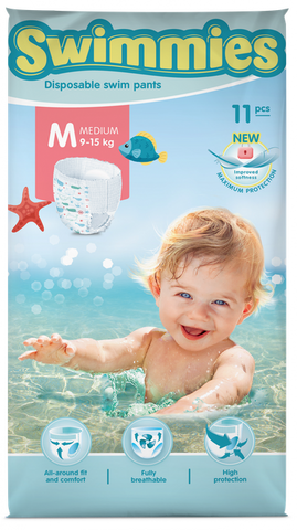 MOLTEX Swimmies M peldēšanas biksītes (9-15 kg), iepakojumā 11 gab.
