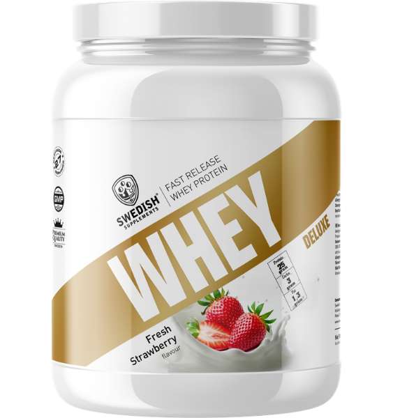 SWEDISH SUPPLEMENTS Whey Deluxe Fresh Strawberry - proteīna pulveris, 900 g