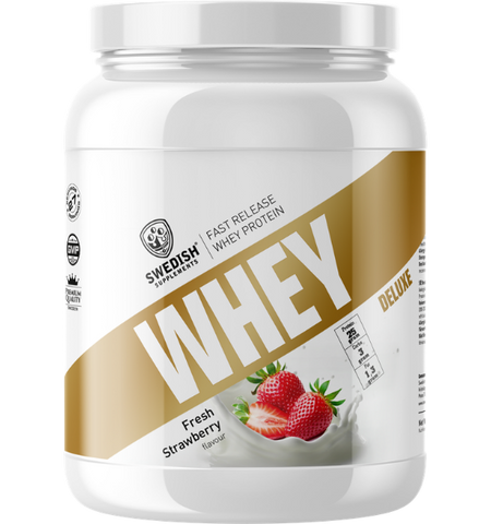 SWEDISH SUPPLEMENTS Whey Deluxe Fresh Strawberry - proteīna pulveris, 900 g