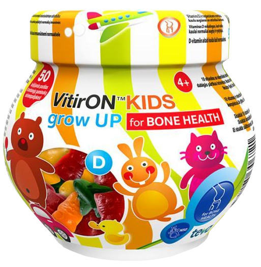 VITIRON Kids Grown UP kaulu attīstībai iebiezinātas pastilas (4+ gadi), 50 gab.