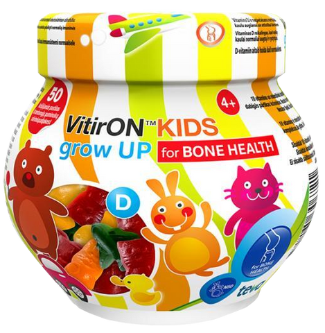 VITIRON Kids Grown UP kaulu attīstībai iebiezinātas pastilas (4+ gadi), 50 gab.