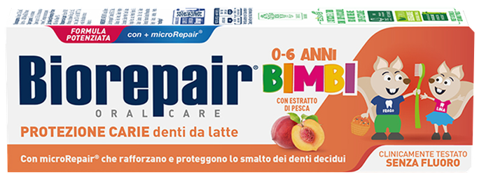 BIOREPAIR Kids zobu pasta (0–6 g., Persiku garšā), 50 ml