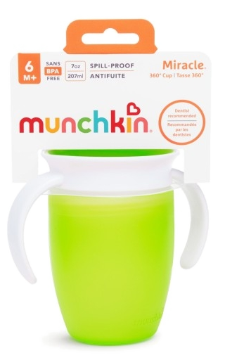MUNCHKIN Miracle 360 zaļā krāsā — 207 ml mācību krūze no 6 mēnešiem