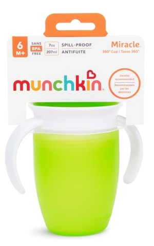 MUNCHKIN Miracle 360 zaļā krāsā — 207 ml mācību krūze no 6 mēnešiem