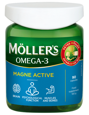 MOLLERS Omega-3 ar magniju - Active kapsulas, 90 gab.