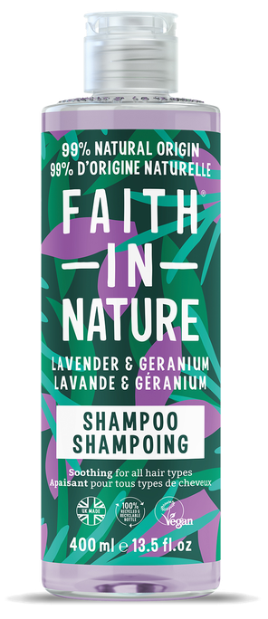 Lavandu un Pelargoniju šampūns FAITH IN NATURE, 400 ml