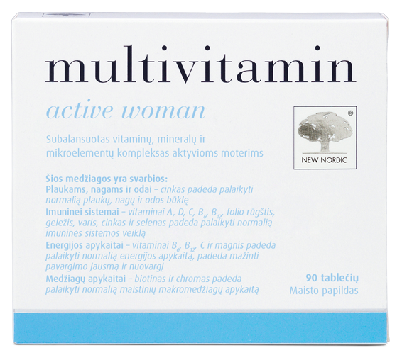 NEW NORDIC Active Woman Multivitamīni, 90 tabletes
