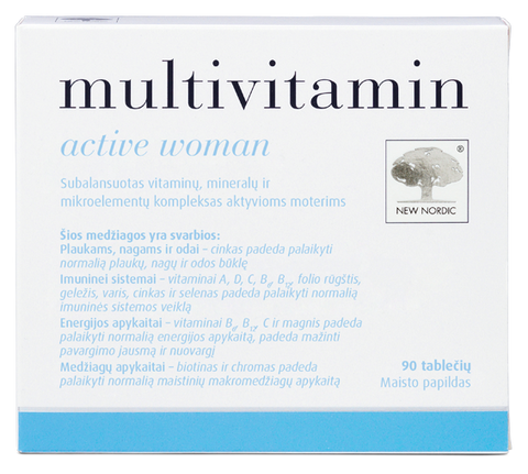 NEW NORDIC Active Woman Multivitamīni, 90 tabletes