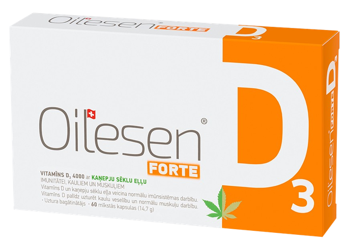 Oilesen Forte Vitamīns D3 4000SV mīkstās kapsulas (60 gab.)