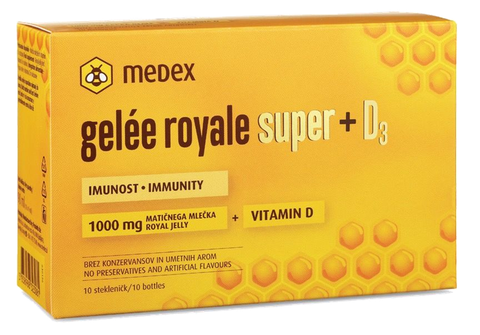 MEDEX Super Gelée Royale + D3 šķīdums (9 ml) — 16 pudelītes