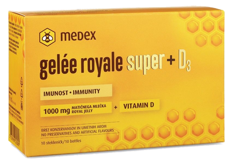 MEDEX Super Gelée Royale + D3 šķīdums (9 ml) — 16 pudelītes