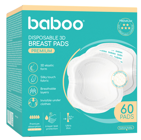 BABOO Premium vienreizlietojamie krūštura ieliktņi, 60 gab.