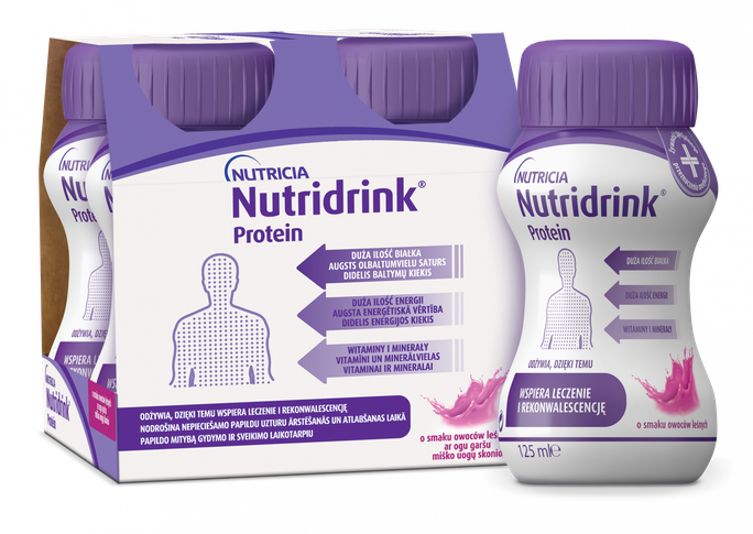 NUTRICIA Nutridrink® Protein ar ogu garšu dzēriens 125 ml, iepakojumā 4 glāzes