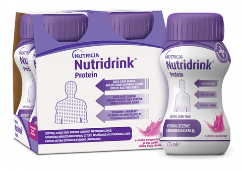 NUTRICIA Nutridrink® Protein ar ogu garšu dzēriens 125 ml, iepakojumā 4 glāzes