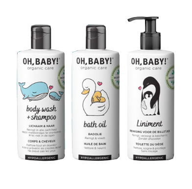 OH, BABY! Mini dāvanu komplekts (Vannas eļļa + Mazgāšanās šampūns + Liniments), 1 gab.