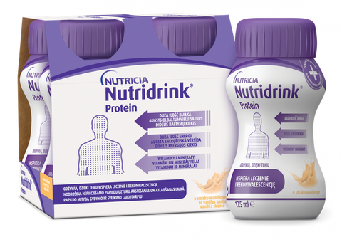 NUTRICIA Nutridrink Protein vaniļas garšā, 125 ml pudelītes, 4 vienības