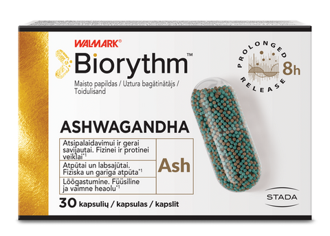 Ashwagandha kapsulas BIORYTHM, 30 gab.