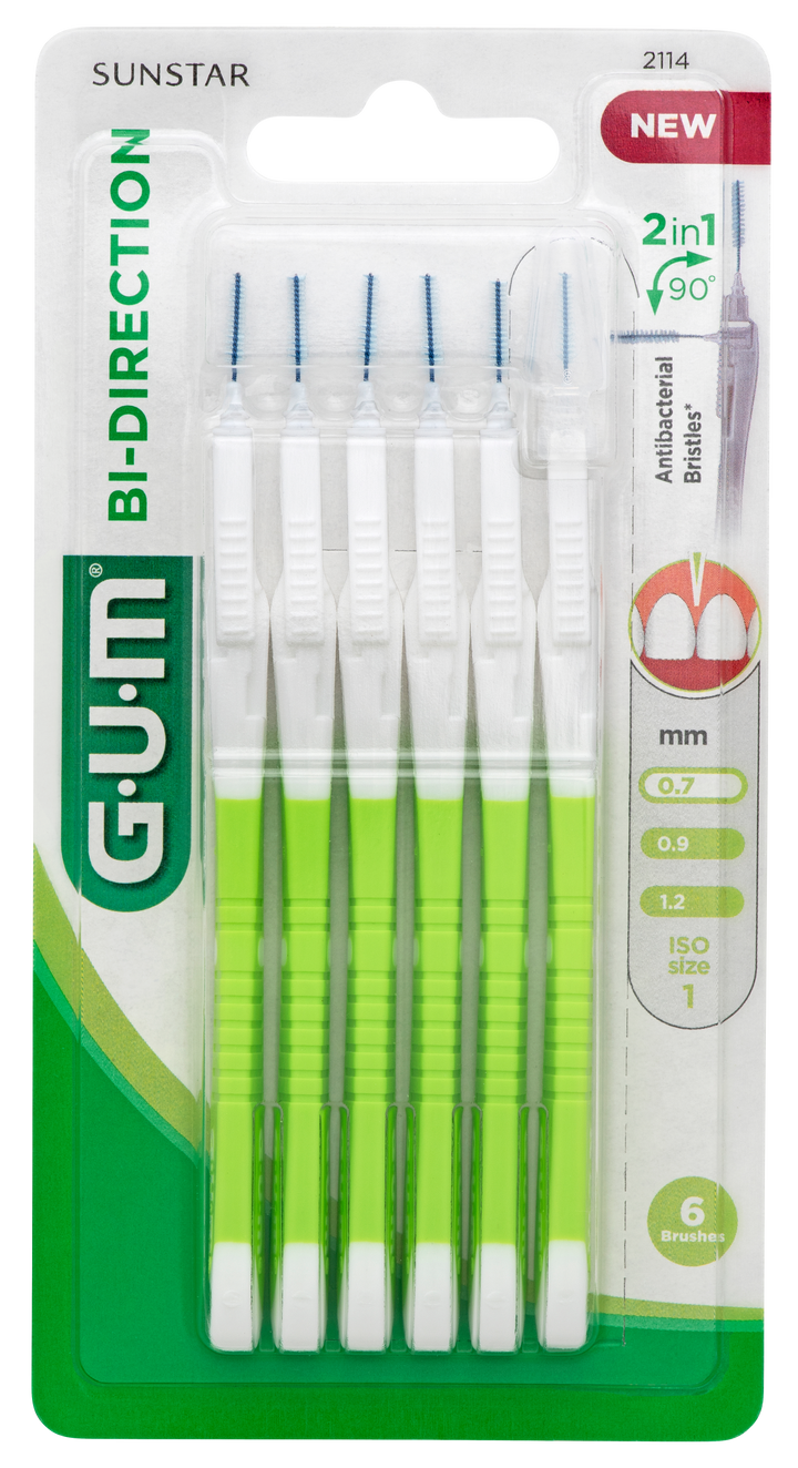 GUM BI-Direction zobstarpu birstīte 0,7 mm, iepakojums 6 gab.