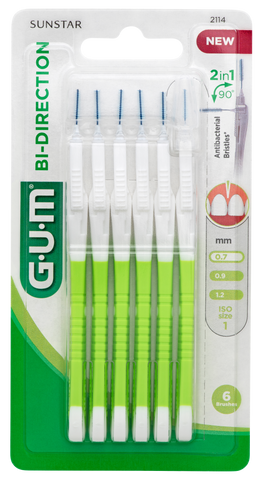 GUM BI-Direction zobstarpu birstīte 0,7 mm, iepakojums 6 gab.