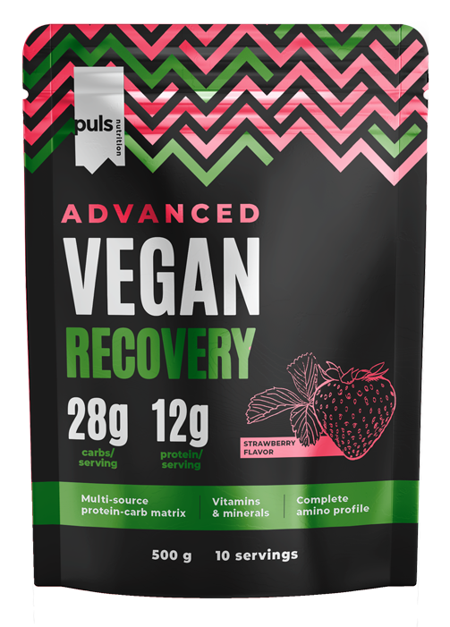 PULS NUTRITION Vegan Advanced Recovery pulveris ar zemeņu garšu, 500 g