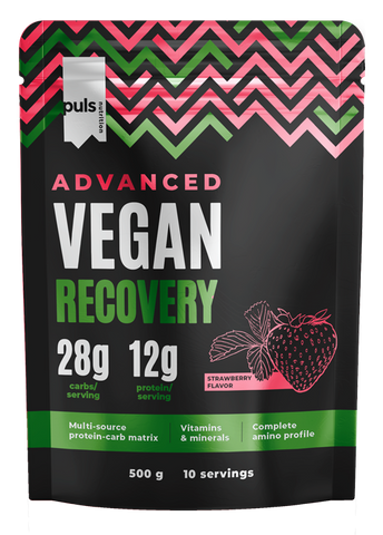PULS NUTRITION Vegan Advanced Recovery pulveris ar zemeņu garšu, 500 g