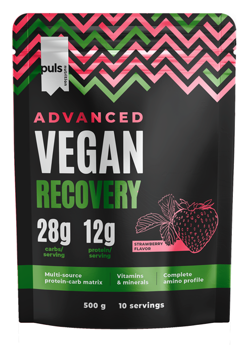 PULS NUTRITION Vegan Advanced Recovery pulveris ar zemeņu garšu, 500 g