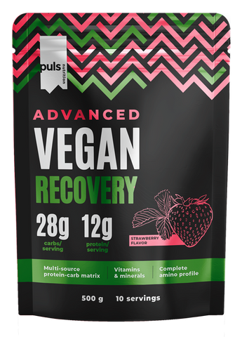 PULS NUTRITION Vegan Advanced Recovery pulveris ar zemeņu garšu, 500 g