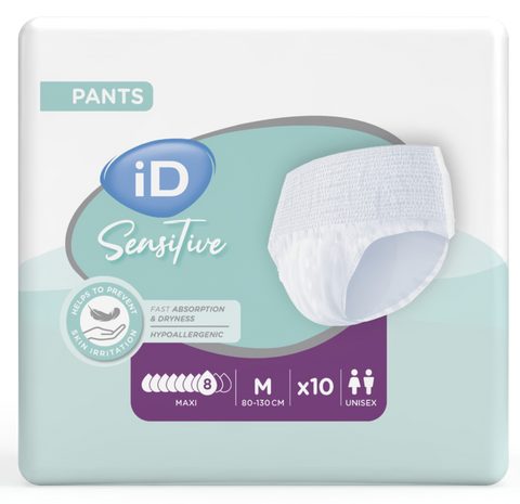 iD Sensitive Pants Maxi M biksītes urīna un fēču nesaturēšanai (80–130 cm), 10 gab.
