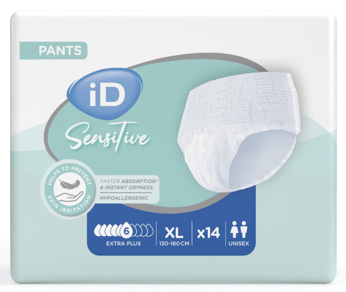 Biksītes iD Sensitive Pants Extra Plus XL (130-170 cm) – 14 pāri urīna un fēču nesaturēšanai