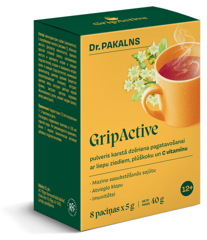 GripActive karstais dzēriens paciņās no DR. PAKALNS, 8 gab.