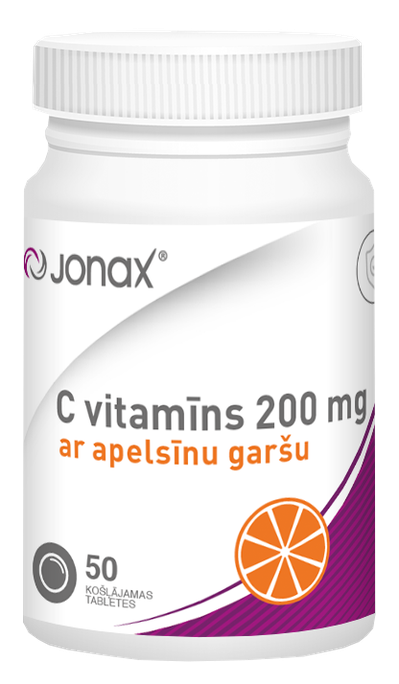 JONAX 200 mg C Vitamīna košļājamās tabletes, 50 gab.