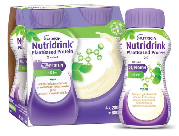 Nutricia Nutridrink PlantBased ar anānasa un kokosrieksta garšu 200 ml (4 iepakojumi)