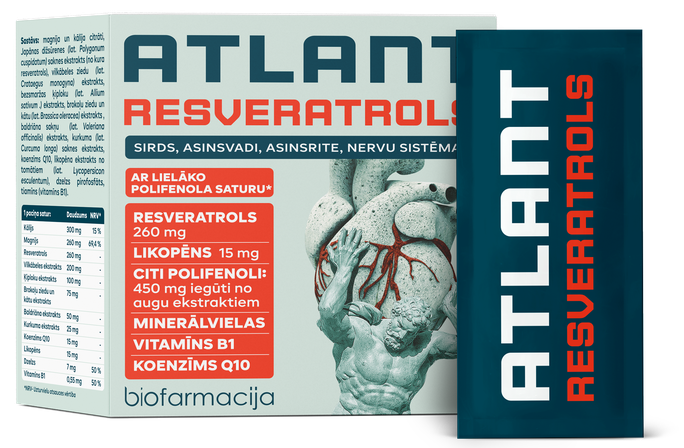 BIOFARMACIJA Atlant Resveratrols – pulveris 28 tabletēs