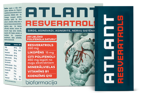 BIOFARMACIJA Atlant Resveratrols – pulveris 28 tabletēs