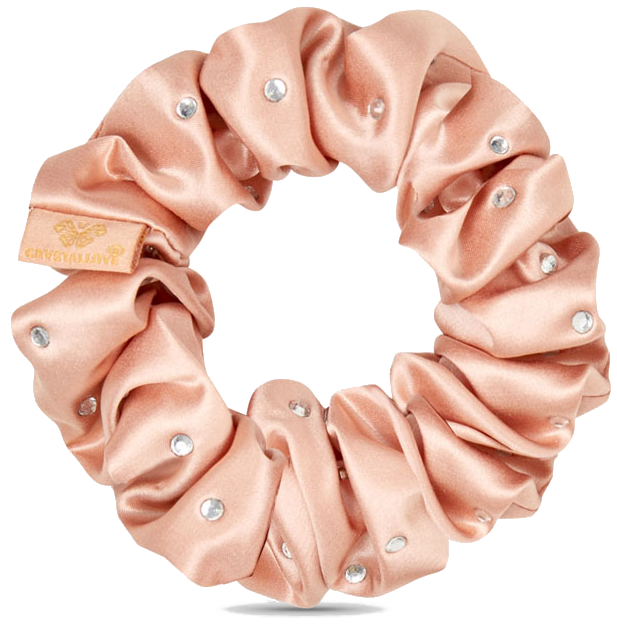 CRYSTALLOVE zīda matu gumija ar kristāliem Rose Gold, 1 gab.