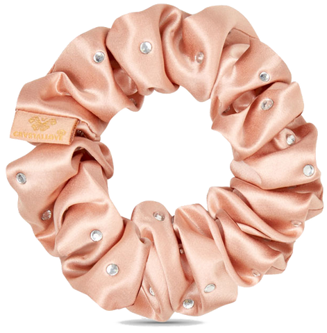 CRYSTALLOVE zīda matu gumija ar kristāliem Rose Gold, 1 gab.