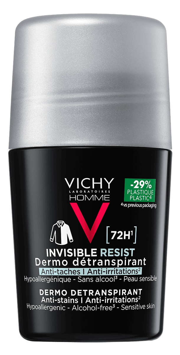 VICHY Homme 72H - Neredzams antiperspiranta aizsardzības rullītis, 50 ml