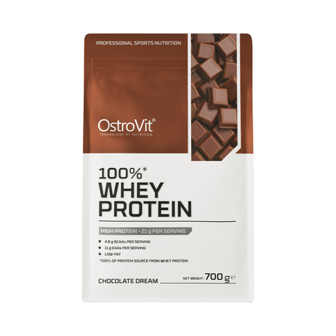 OstroVit 100% whey protein 700g – augstas kvalitātes whey proteīna pulveris šokolādes garšā muskuļu augšanai un atjaunošanai