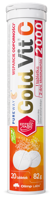 Putojošas vitamīna C tabletes OLIMP LABS Gold Vit C 2000 ar apelsīna garšu, 20 gb.